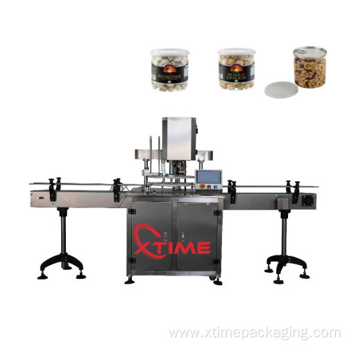 PET can sealing+screw capping+labeling machine